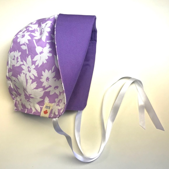 Cotton Baby Bonnet, Fine Designer Print, Reversible - Picture 5 of 6